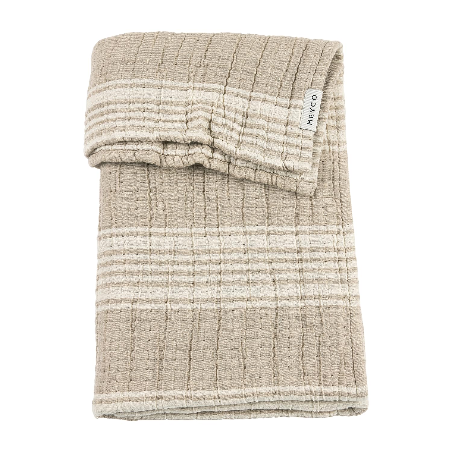 MEYCO Babydecke 100x150cm Musselin Kuscheldecke Stripe Sand