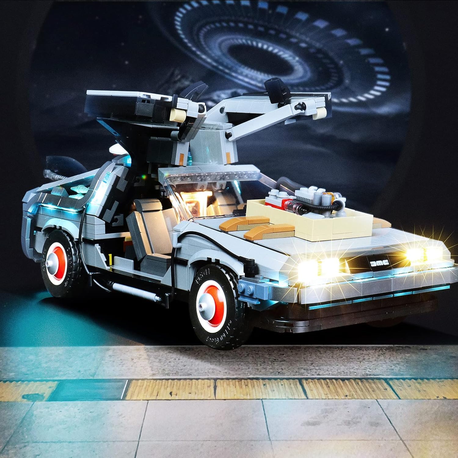 Oświetlenie LED do Lego 10300 Back to the Future Time Machine Collectible Kit (nie jest to model), Brickbling DIY Lighting Kit z pilotem zdalnego sterowania do Back to the Future