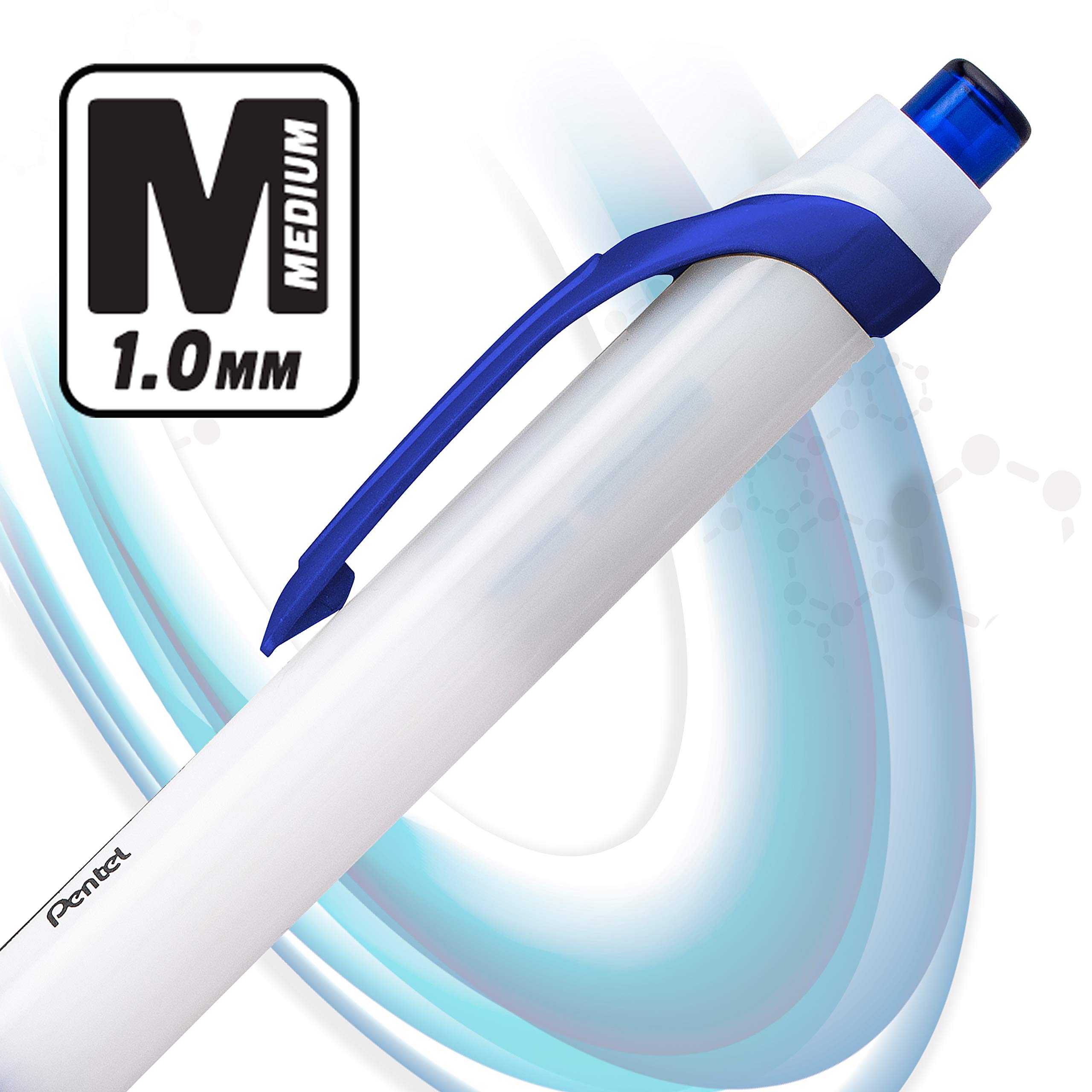 Pentel GlideWrite (BX910AC-4) - Penna a sfera con inchiostro TechniFlo (1,0 mm), tratto medio, inchiostro nero/blu, 48 pezzi