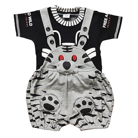 Just Kiding JK New Born Clothing Dungaree Set with T-shirt For Baby Boys & Baby Girls