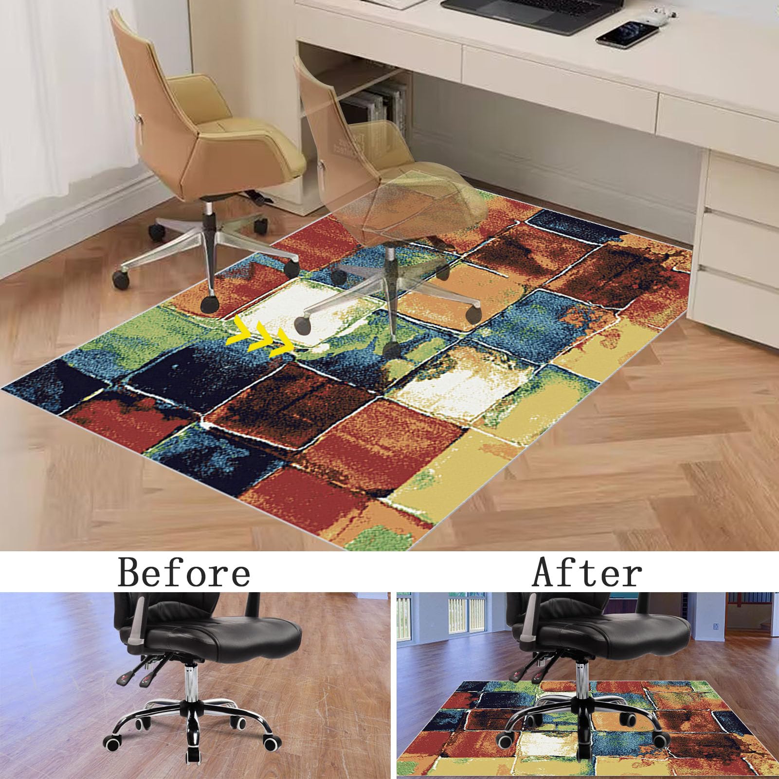 90 x 120 cm Heavy Duty Office Chair Mat for Carpeted Floor Computer Gaming Desk Chair Mat for Carpet Hard Floor Protector Mat for Rolling Chair Carpet Protector Chair Mat Floor Mat for Office Chair - Image 4