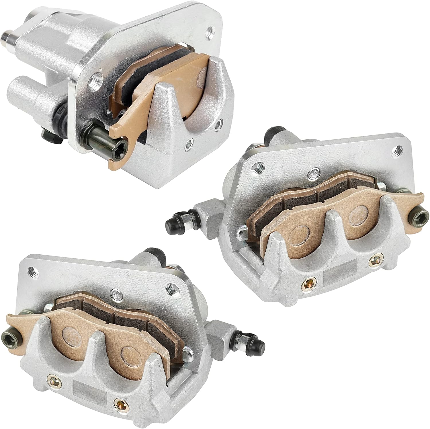 Caltric Front and Rear Brake Caliper with Pads Compatible with Yamaha Raptor 700 700R YFM700R 2006-2012