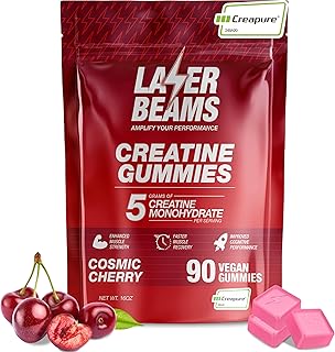 Creatine Monohydrate Gummies for Women & Men - 5g Creapure Creatine per Serving - Vegan, Cosmic Cherry Flavor - Boost Muscle Strength, Endurance, Recovery & Mental Focus (90 Gummies)