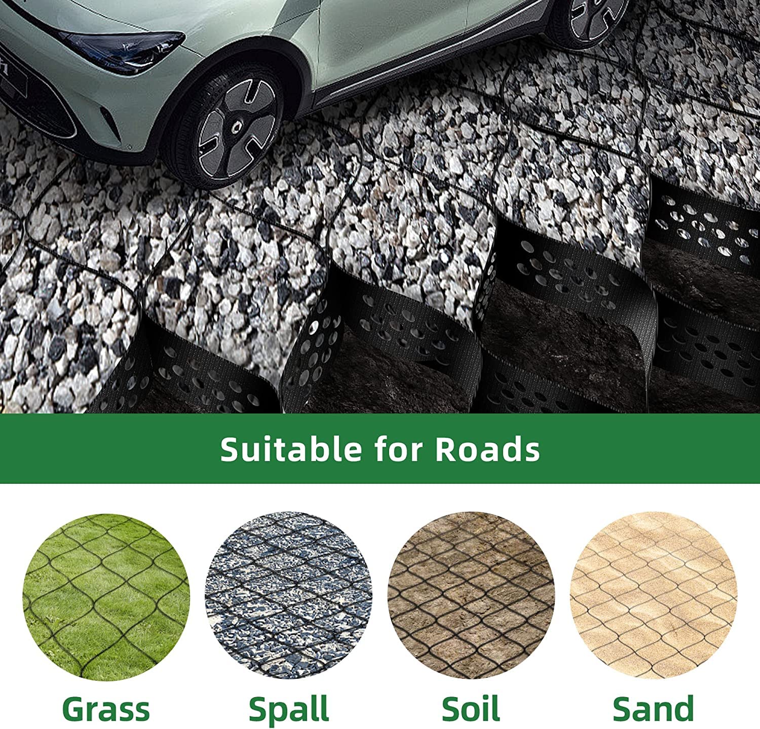 30m² Stabilizzatore Ghiaia Geogriglia, Stabilizzatore de Ghiaia per Ghiaia/carrabile/muri di Sostegno, Griglia in Geocell Plastica Flessibile Espandibile Lastra da Giardino