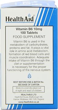 Health Aid Vitamin B6 (Pyridoxine HCl) 10mg 100 Tablets