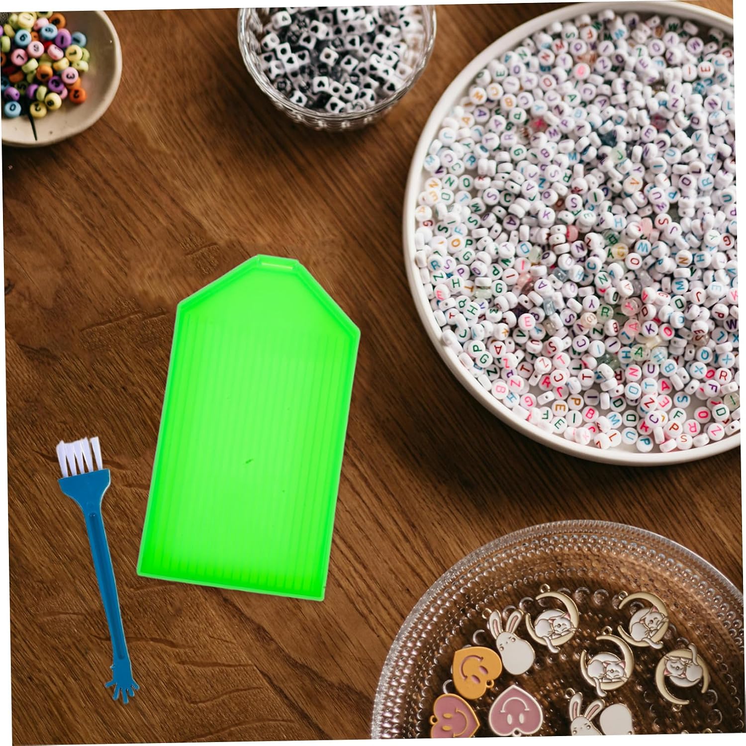 Uonlytech Rhinestone Painting Tray Organizer Set Multi-Functional Plastic Storage Box Dividers for Bead Painting Accessories Construction Convenient Compartments Complete Setgreen