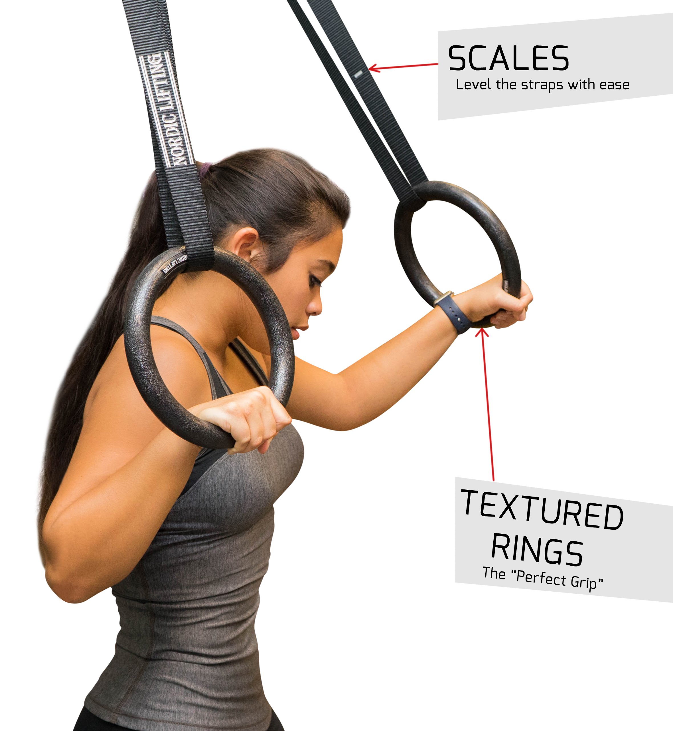 Nordic Lifting Gymnastic Rings & Straps – Heavy Duty PC Plastic Rings ...