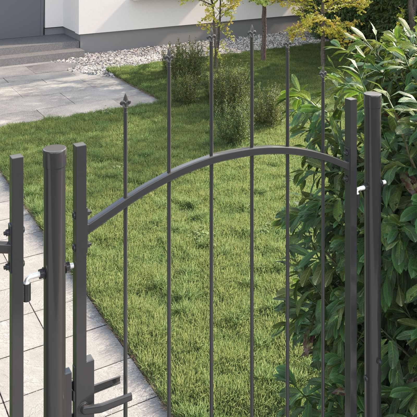Solivagant Cancello da Giardino con Blocco Grigio 200 x 100 cm Acciaio,Grigio,21.6kg