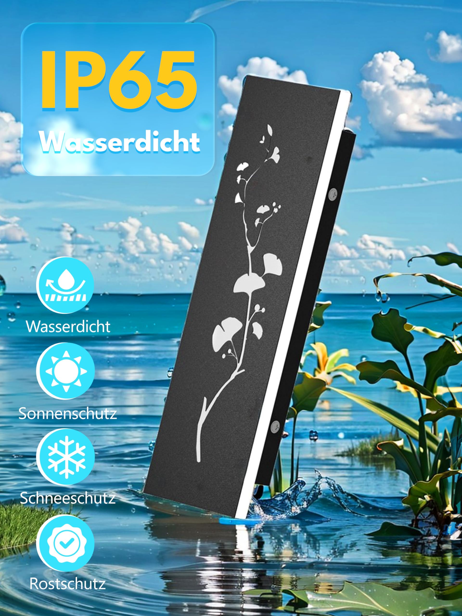 AOEH LED Wandlampe Aussen Lange Wandleuchte Ginkgo Wandlampe Schwarz Lang Ip65 Wasserdicht 3000k 32W Aluminium Villa Wandleuchte Für Gärten Terrassen Wohnzimmer Innen Wandleuchten Außenleuchte,100CM
