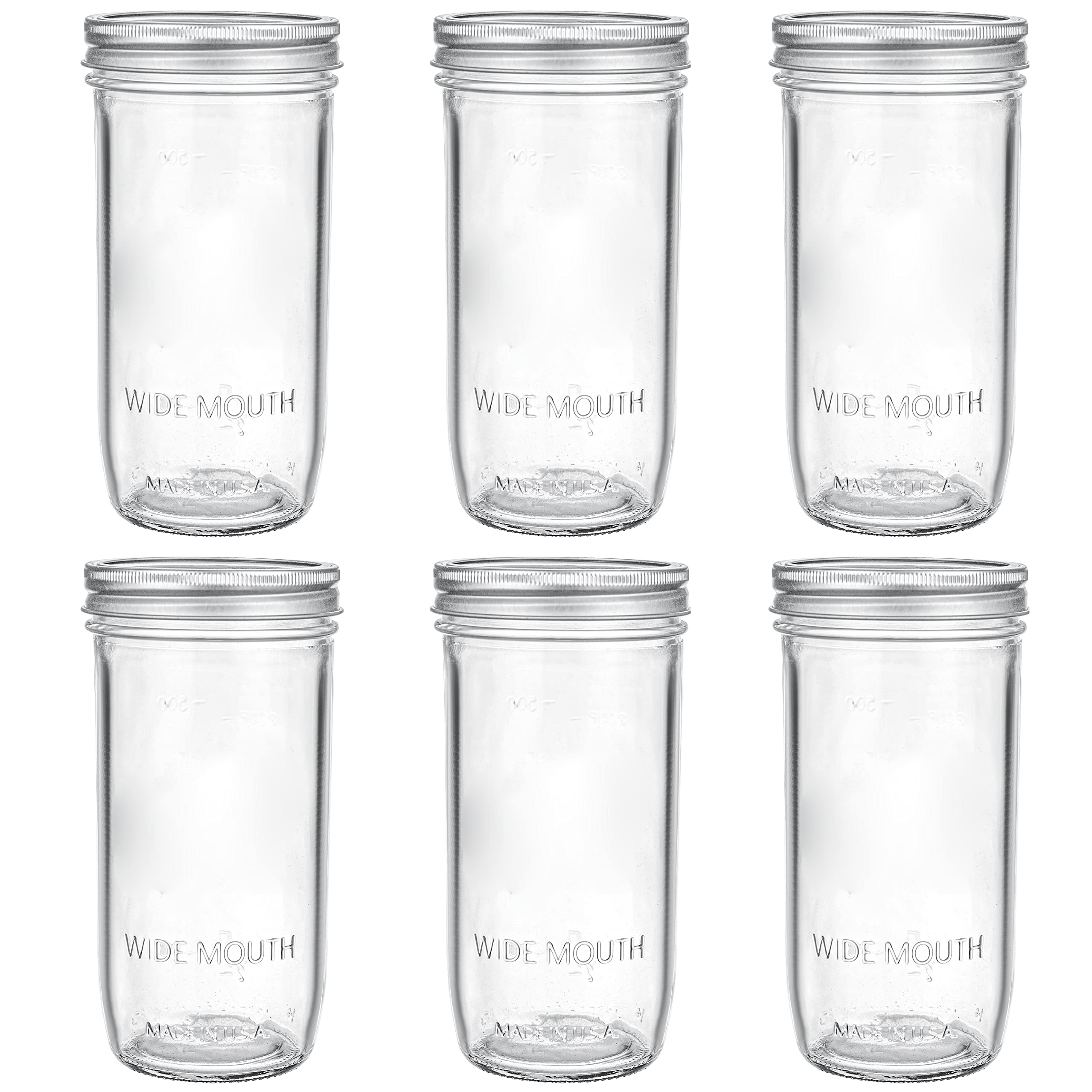 Buy Tebery 6 Pack 24oz Wide Mouth Mason Jars Canning Glass Jars with