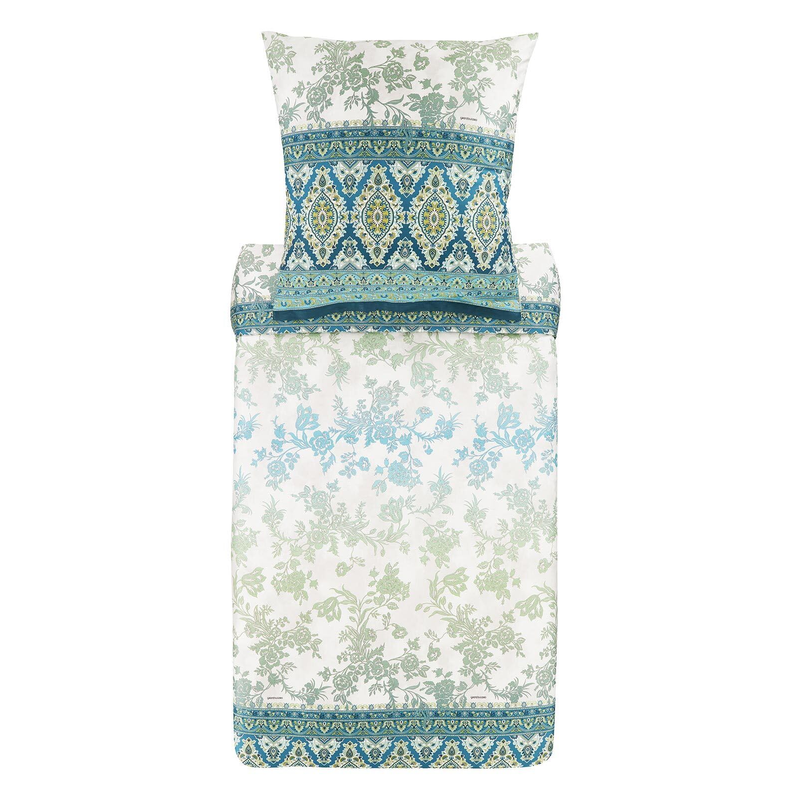 Bassetti Agrigento 9325850 Bed Linen + 1 Pillowcase 100% Cotton Satin Olive Green V1 Dimensions: 155 x 220 cm + 1 K 80 x 80 cm