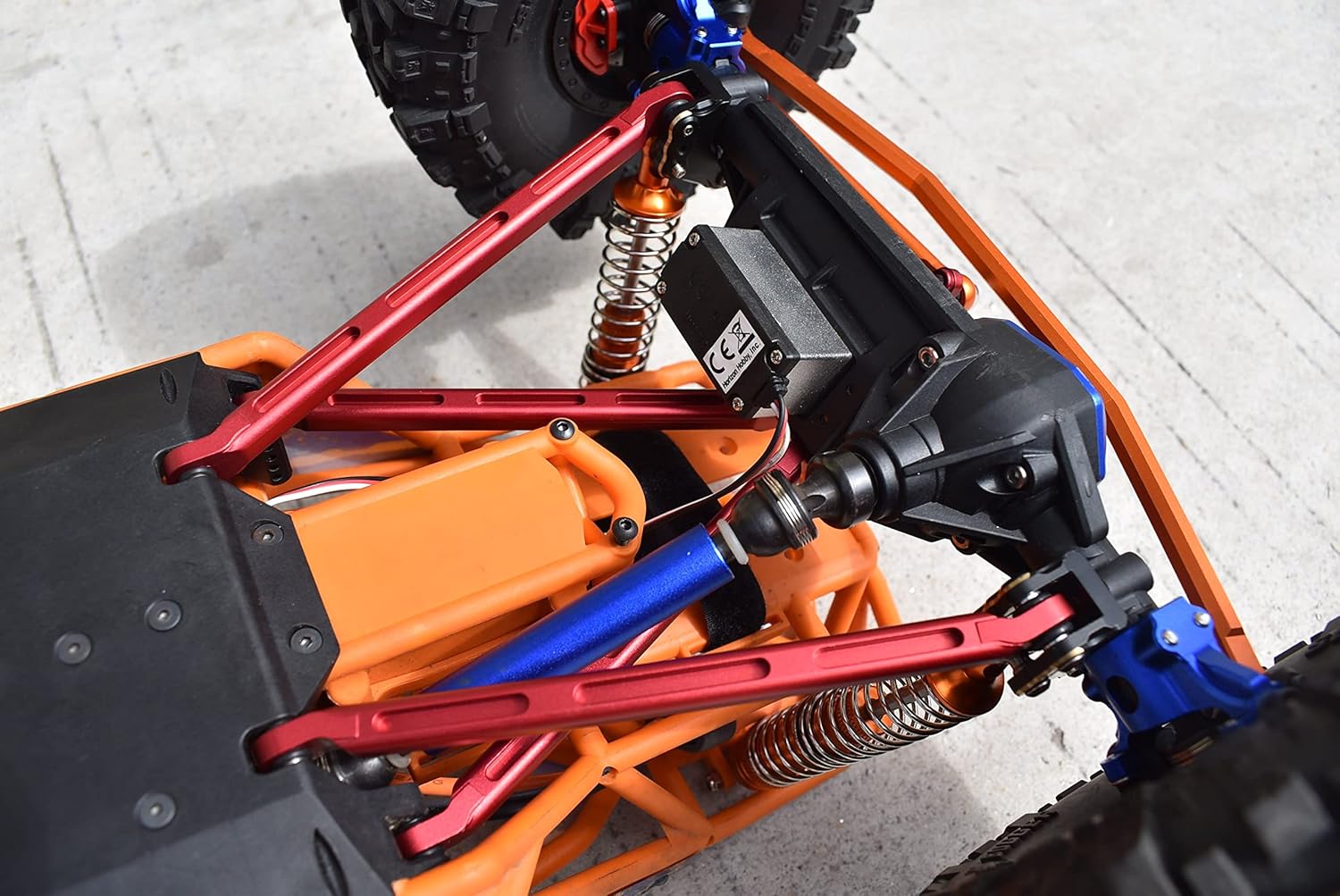 Axial 1/10 RBX10 Ryft 4WD Rock Bouncer AXI03005 Upgrade Parts Aluminum Front Upper & Lower Chassis Links Parts Tree - 4Pc Set Orange