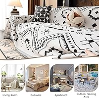 Vista 220 de VClife funda boho de sofá de felpilla para sofá seccional, funda antideslizante para sofá de 2 plazas, protector para mascotas con borlas, funda