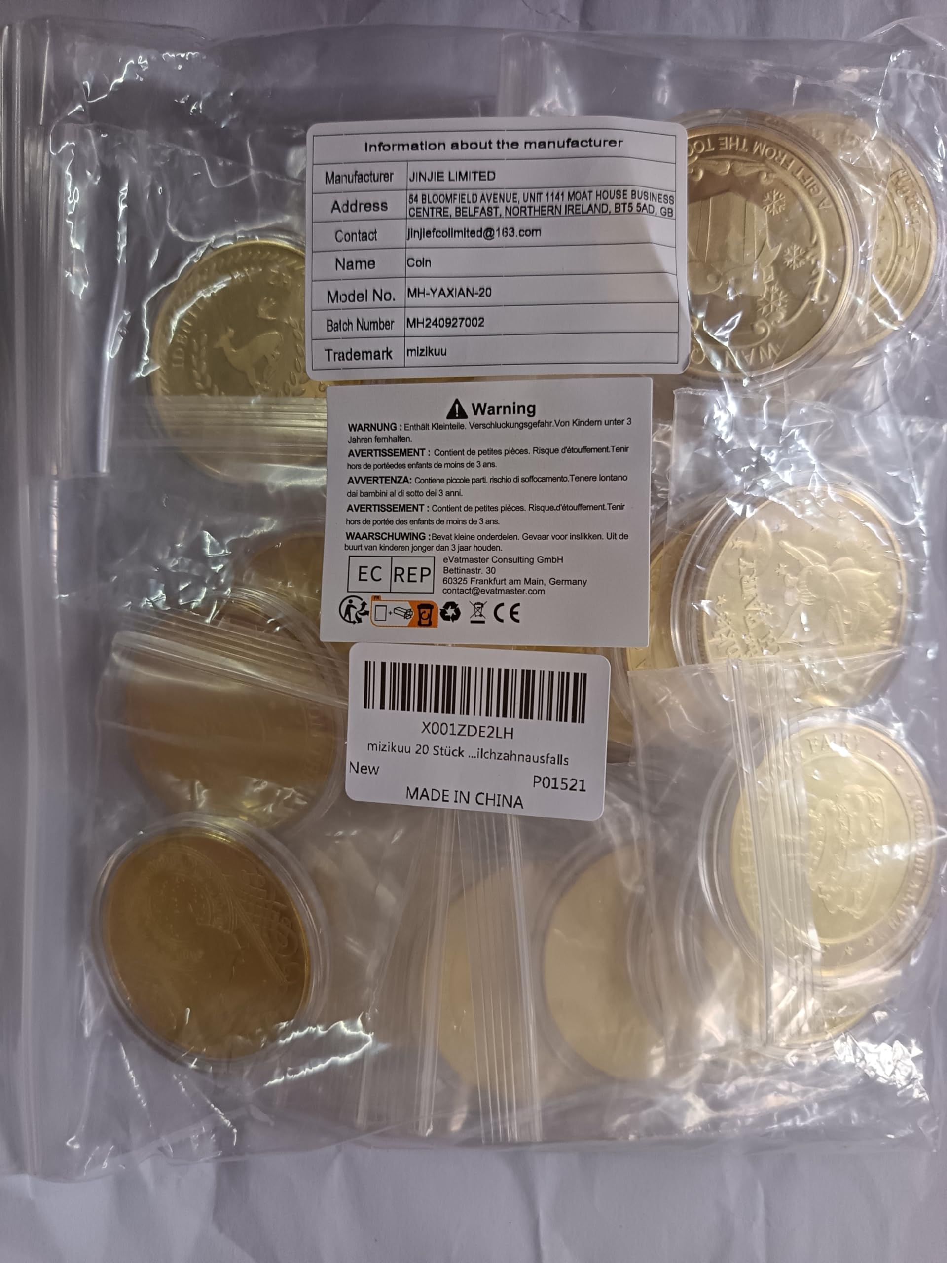 mizikuu 20 monedas de hada de los dientes, hada de los dientes, hada de los dientes, con diferentes patrones, monedas de oro para niños, regalo de hada de los dientes, recuerdo para recompensar la