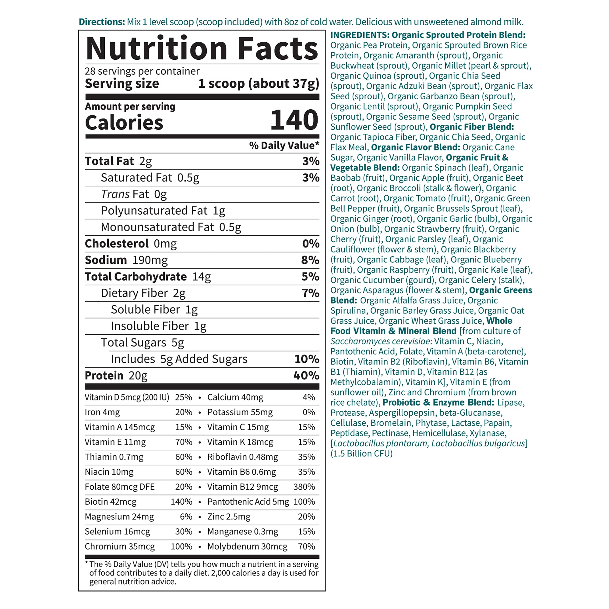 Garden of Life Vegan Protein Powder Raw Organic Meal Replacement