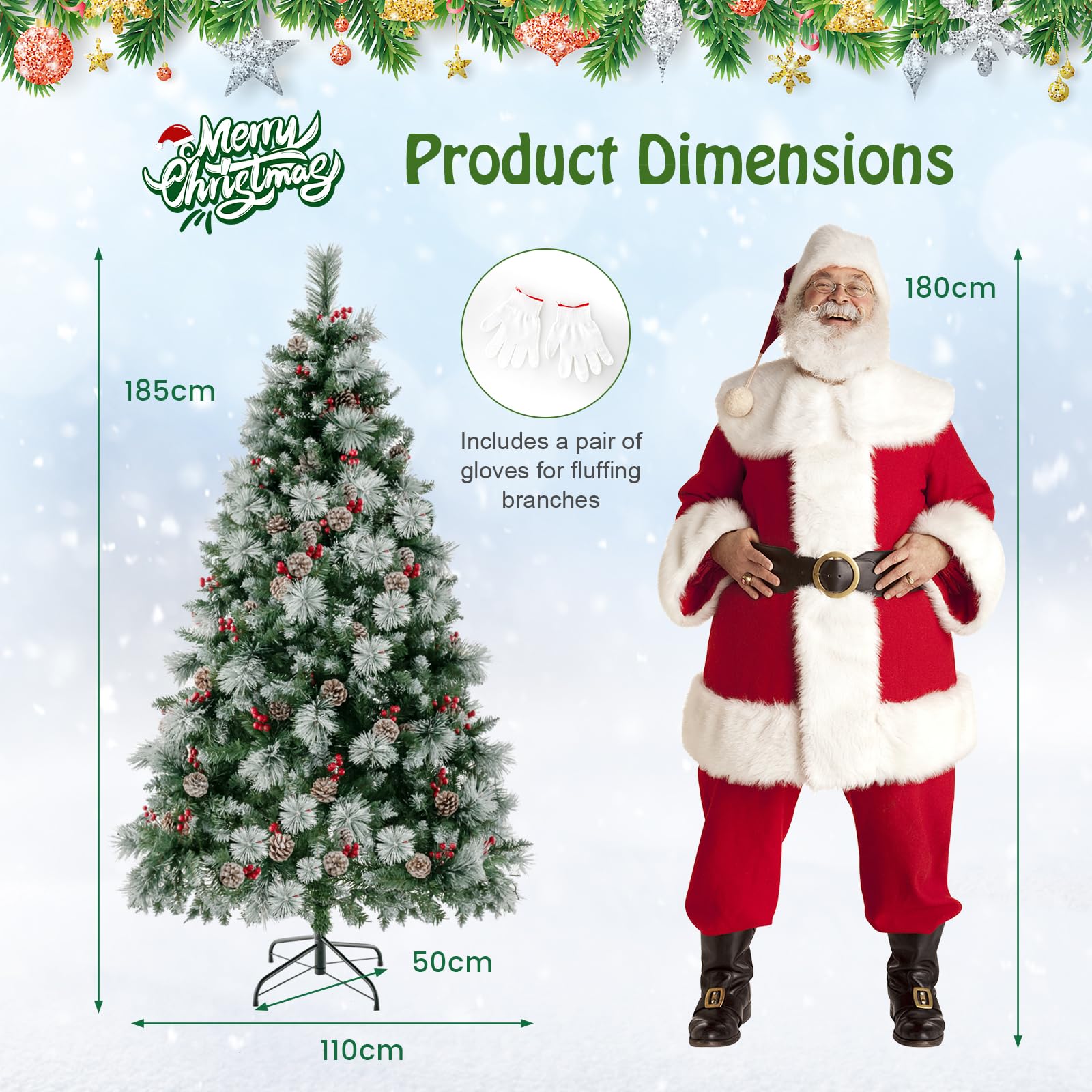 Albero di Natale Automatico 180 cm, Illuminato a 350 LED Incorporate, 1000 Rami Folti in PVC, Base Pieghevole in Ferro, Montaggio Facile | Leroy Merlin