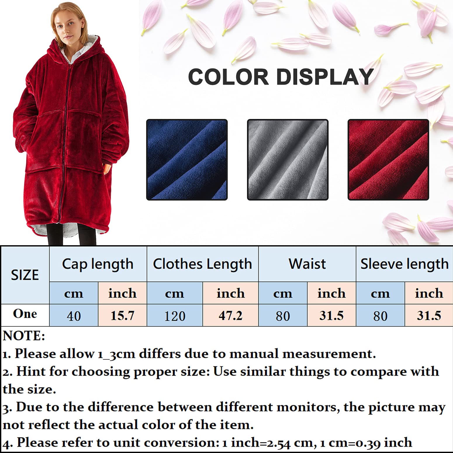 Vancavoo Sweat à Capuche Hoodie Oversize Sweats Blanket Pullover Robe Pulls Chaud Doux Flanelle Couverture Manteau Gilets Femmes Homme Portable Épaissie Fermeture éclair Grande Poche