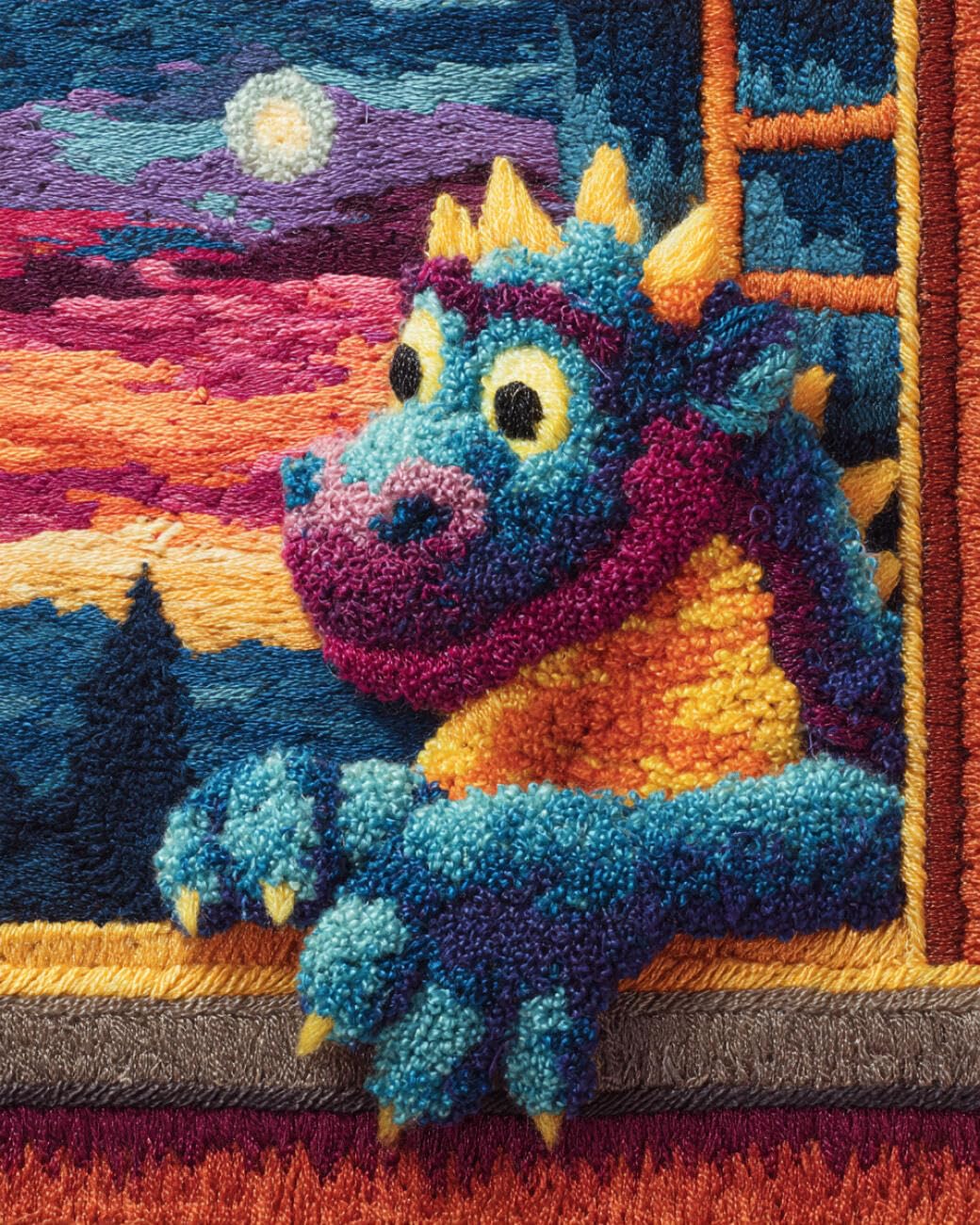 AMBATTERY Latch Hook Tapestry Kit Dragon by the Window 90x120cm