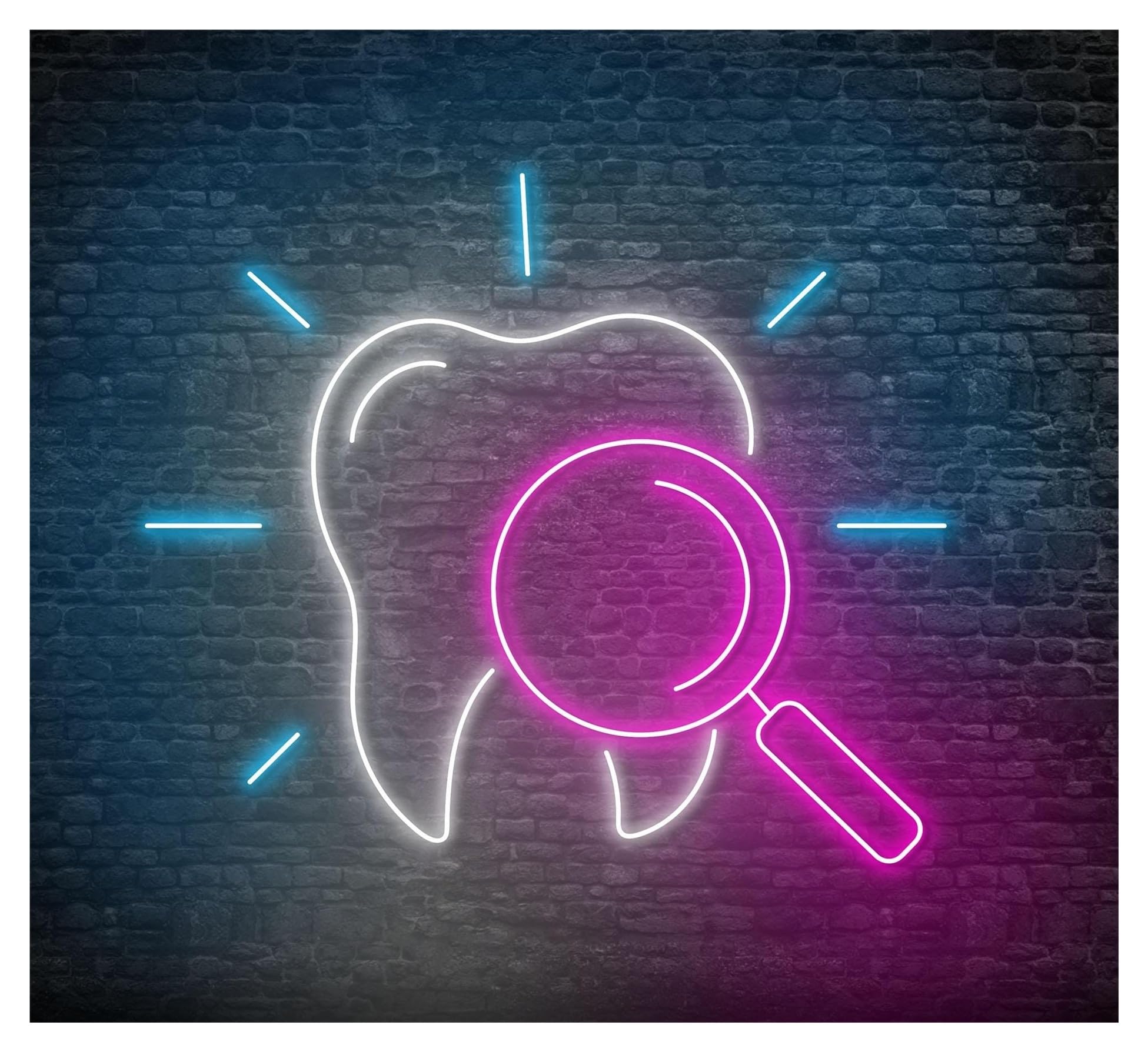 Hanging Art Neon Signs Tooth Neon Sign Dentist Office Clinic Reception Storefront Window Display Business Entrance Decor, Bright Wall 50cm