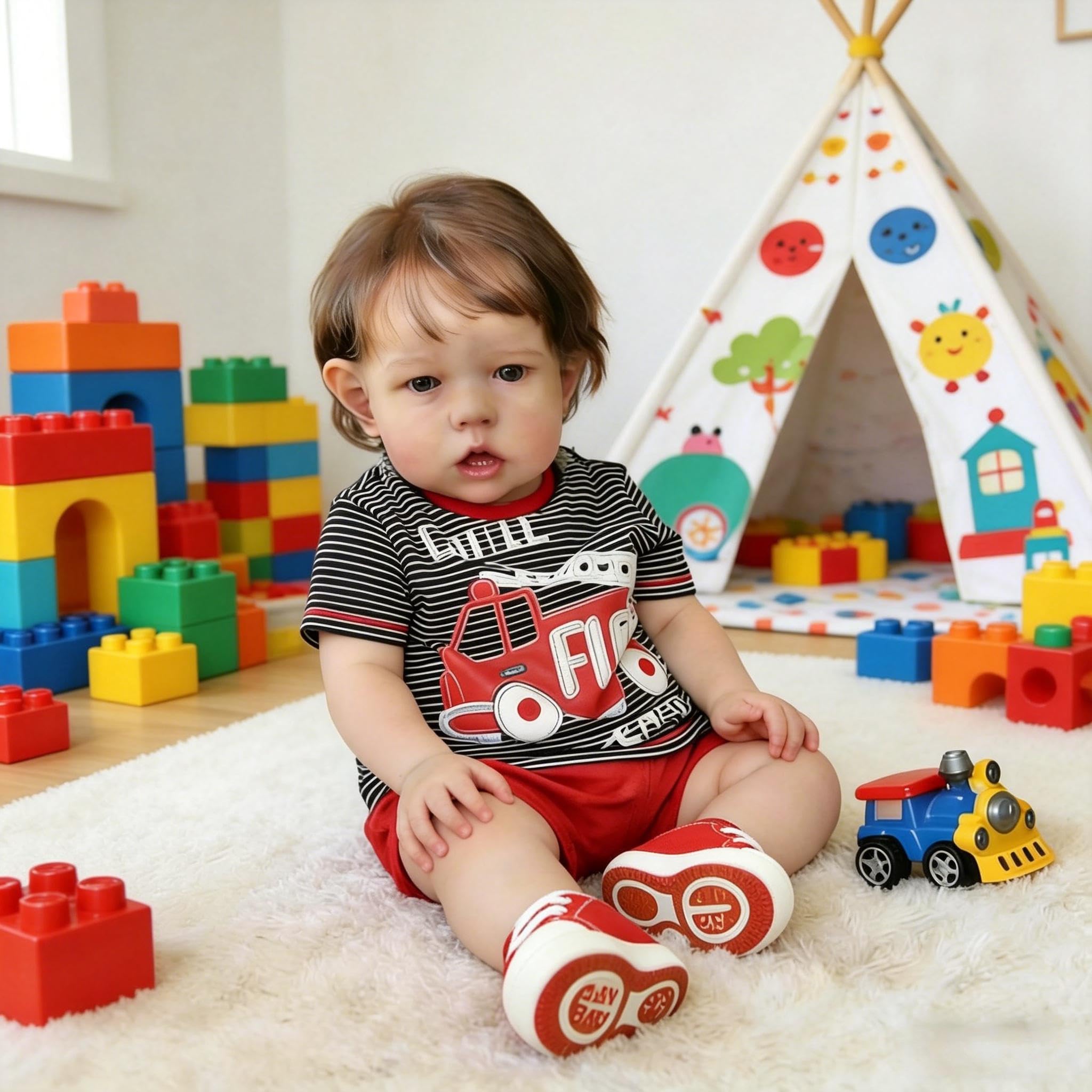 RXDOLL Liam Boy, realistyczne lalki Reborn w dużych rozmiarach, 70 cm, materiałowe ciało, winylowe kończyny, Reborn maluch, lalka, ukorzenione włosy, realistyczna lalka noworodka, prezent, zabawka dla