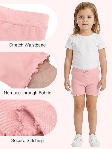 Miniatura 5 de Ruisita Paquete de 6 pantalones cortos con volantes para niños pequeños y niñas, pantalones cortos de bicicleta con ruedas de ruedas, pantalones
