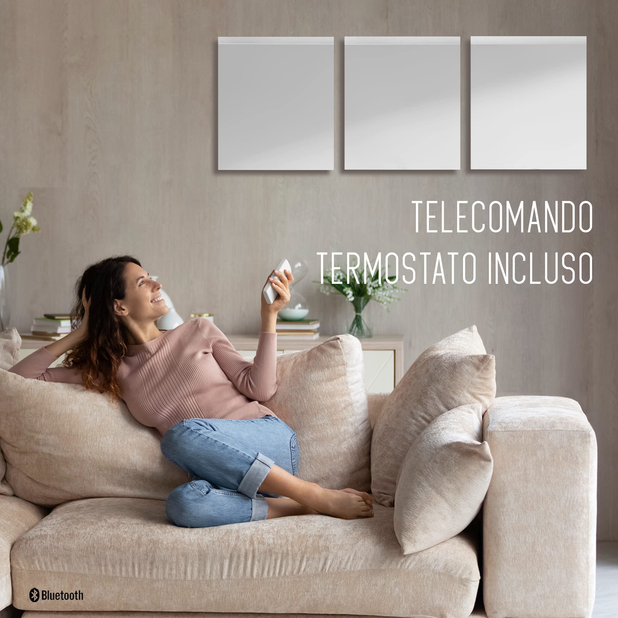 Infrarot-Strahlungspanel mit Karbon-Kristallen, 300 W, 50 x 60 cm, Thermischer Komfort, Geringer Verbrauch, Max. Effizienz, Spiegel, MIRRROR ECO PRO + Fernbedienung Thermostat