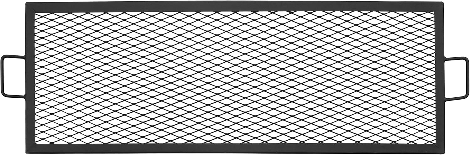 Sunnydaze X-Marks Fire Pit Cooking Grate - Outdoor Rectangle Black Steel BBQ Campfire Grill with Handles - 40-Inch