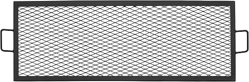 Sunnydaze X-Marks Fire Pit Cooking Grate - Outdoor Rectangle Black Steel BBQ Campfire Grill with Handles - 40-Inch
