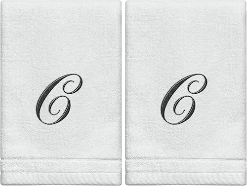 Miniatura 9 de Toallas con monograma, regalo personalizado, 11 x 18 pulgadas, juego de 2 toallas bordadas negras, extra absorbentes, 100% algodón, acabado de