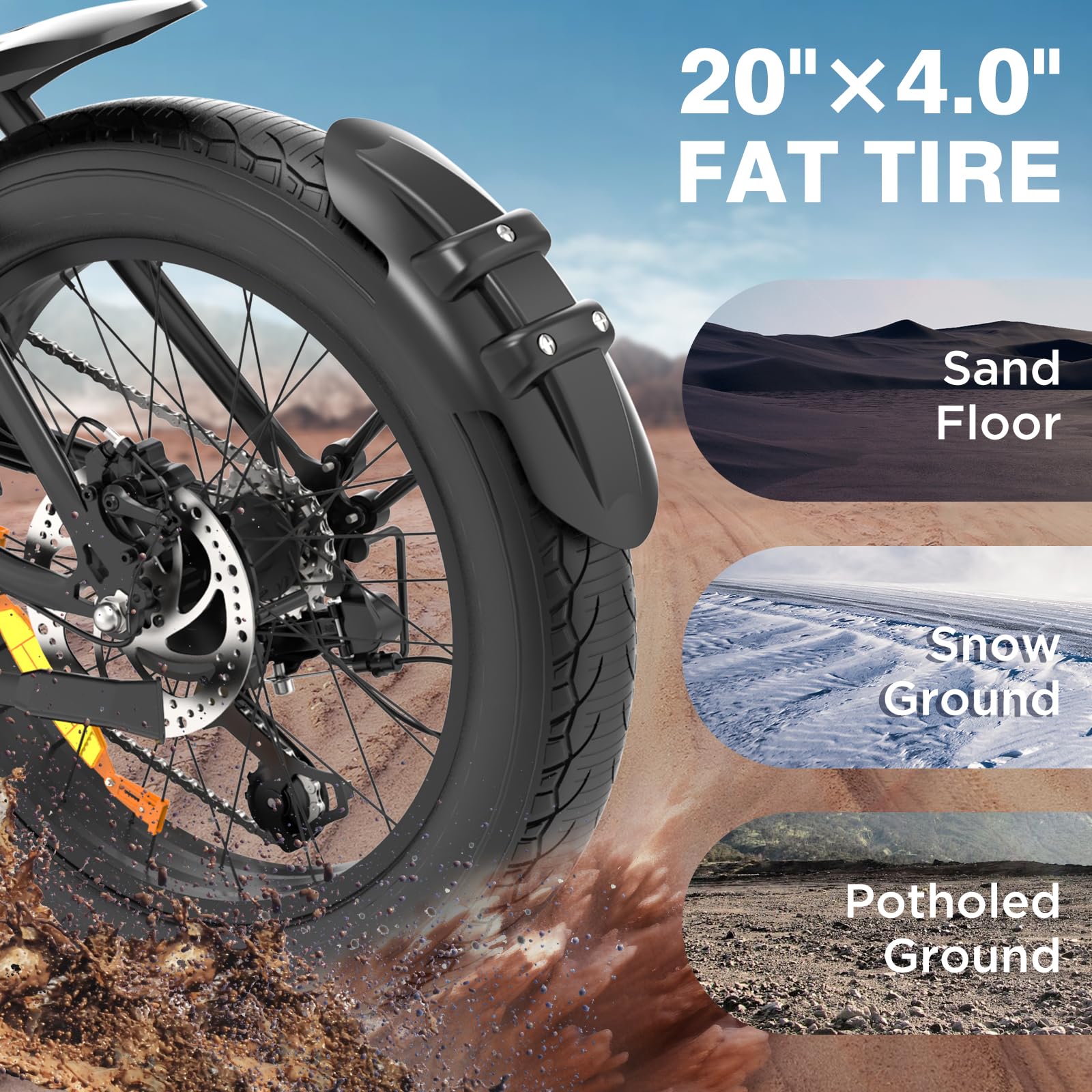 COLORWAY Vélos électriques, EBIKE Tout Terrain de 20 Pouces avec Pneu 4.0 Fat, avec Moteur 250W et Batterie 48V 15Ah, ebike à Moteur Puissant pour Adulte Unisexe.