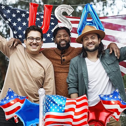 Miniatura 5 de Globos decorativos para el Día de los Caídos, decoración del Día de los Caídos de Estados Unidos, globos de papel de aluminio, bandera