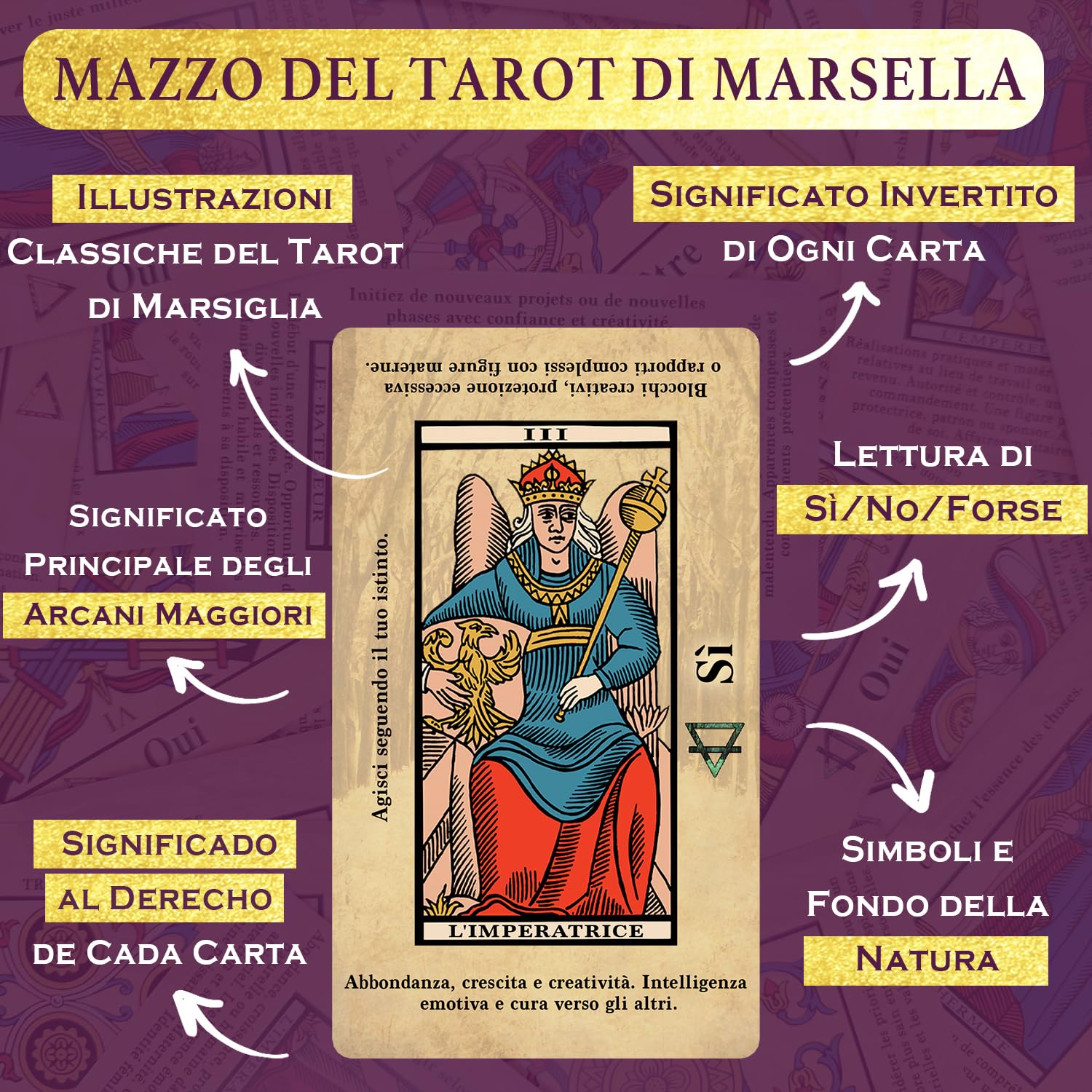 Witchy Cauldron – Tarocchi di Marsiglia per Principianti | Carte Tarocchi in Italiano con Significato| Mazzo Completo 78 Carte