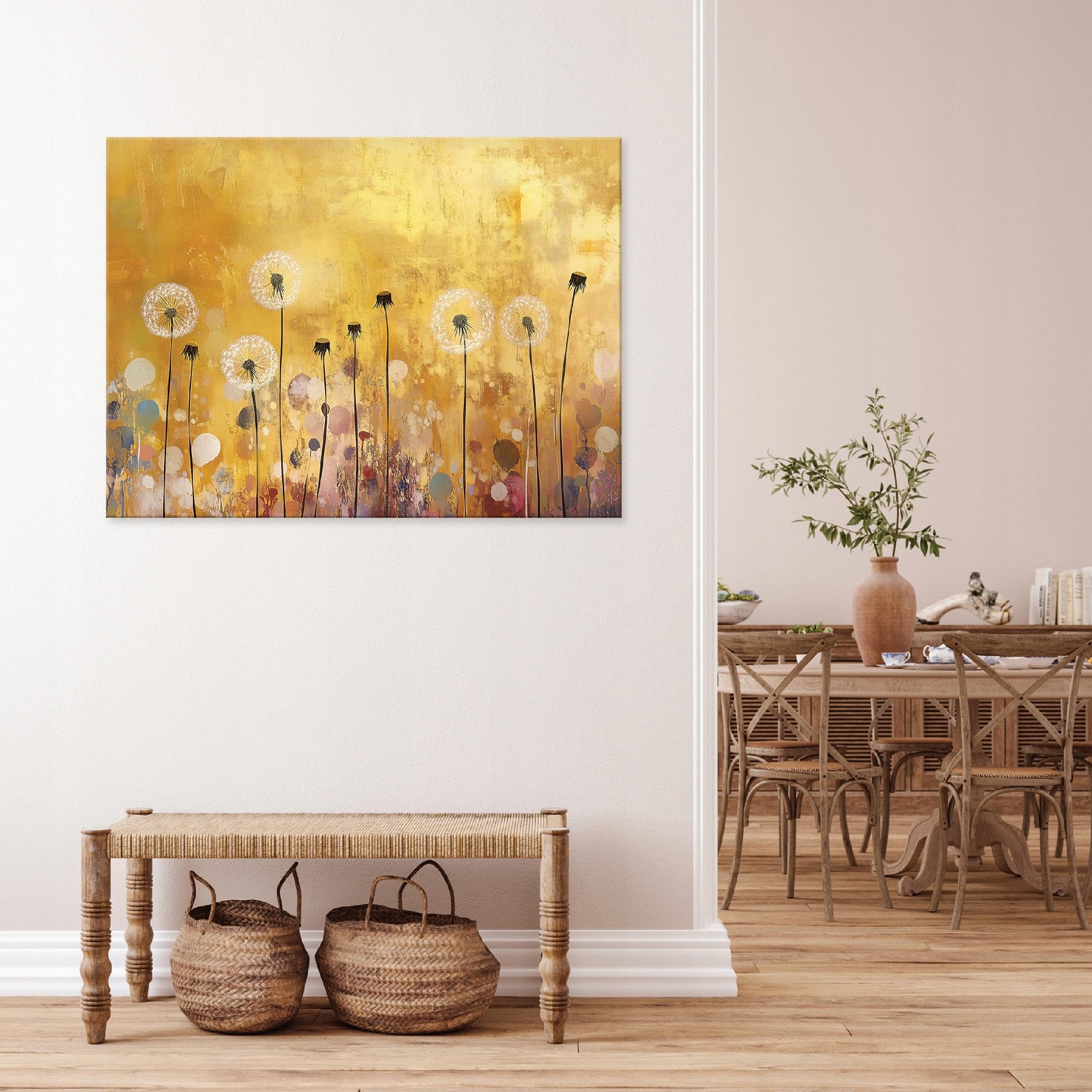 WallArena Leinwand Bilder Pusteblumen 120x80 cm | Leinwandbilder, Bild auf leinwand, Wandbild XXL groß Wandbilder für Wohnzimmer Schlafzimmer Wohnzimmerbilder Modern