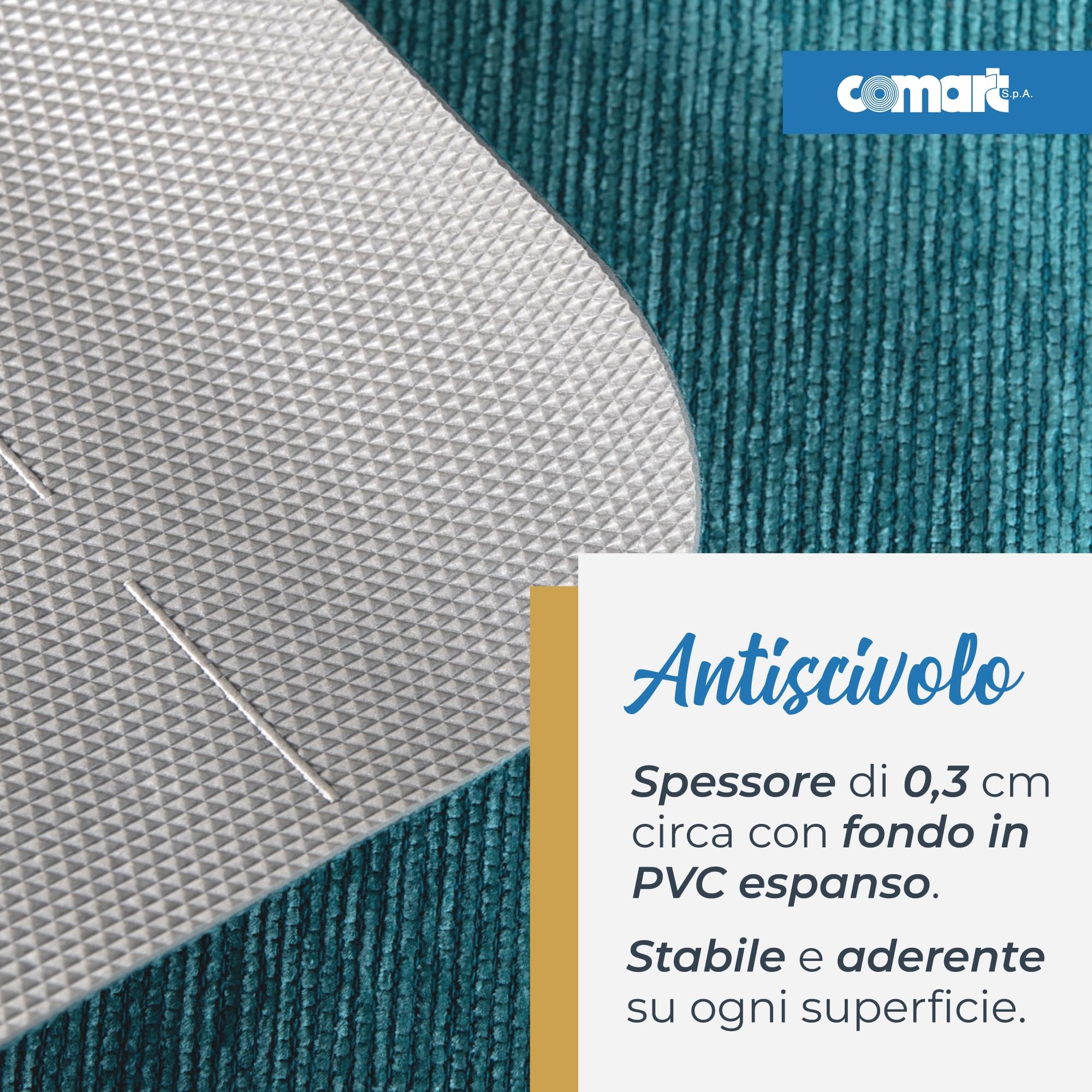 Comart - Tappeto Cucina Nancy - Antiscivolo - Lavabile in Lavatrice - Moderna Passatoia in Ciniglia - Runner per Corridoio e Cucina - Morbido e Resistente - Made in Italy - Giada - 50x170 cm