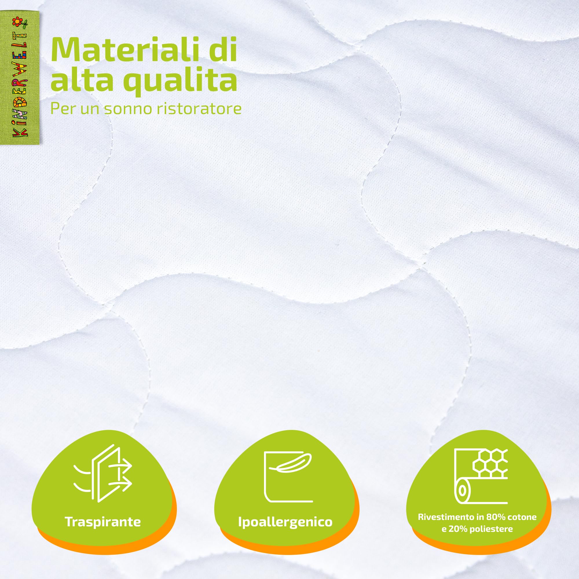 Kinderwelt Materasso in Schiuma Neonato Comfort Trapuntato Materasso per Neonato Materasso 70 x 140 Bianco Spugna
