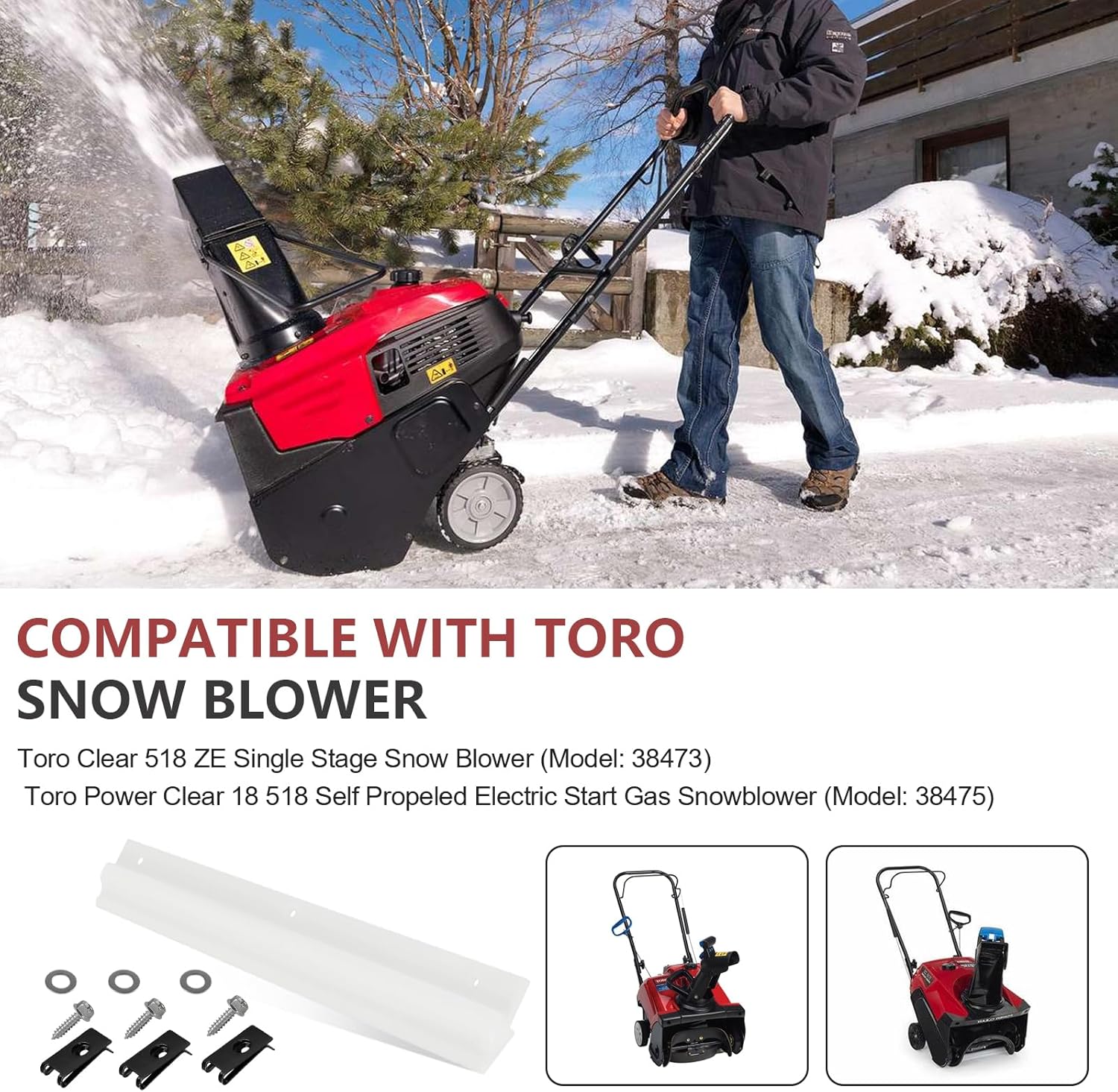 38267 Snow Blower Scraper Blade Kit Replacement for Toro 18 Inch Clear 518 ZE and 418 ZE Hardware Kit, Snow Thrower Scraper Compatible with Toro Power Clear 180 Single Stage Snowblower