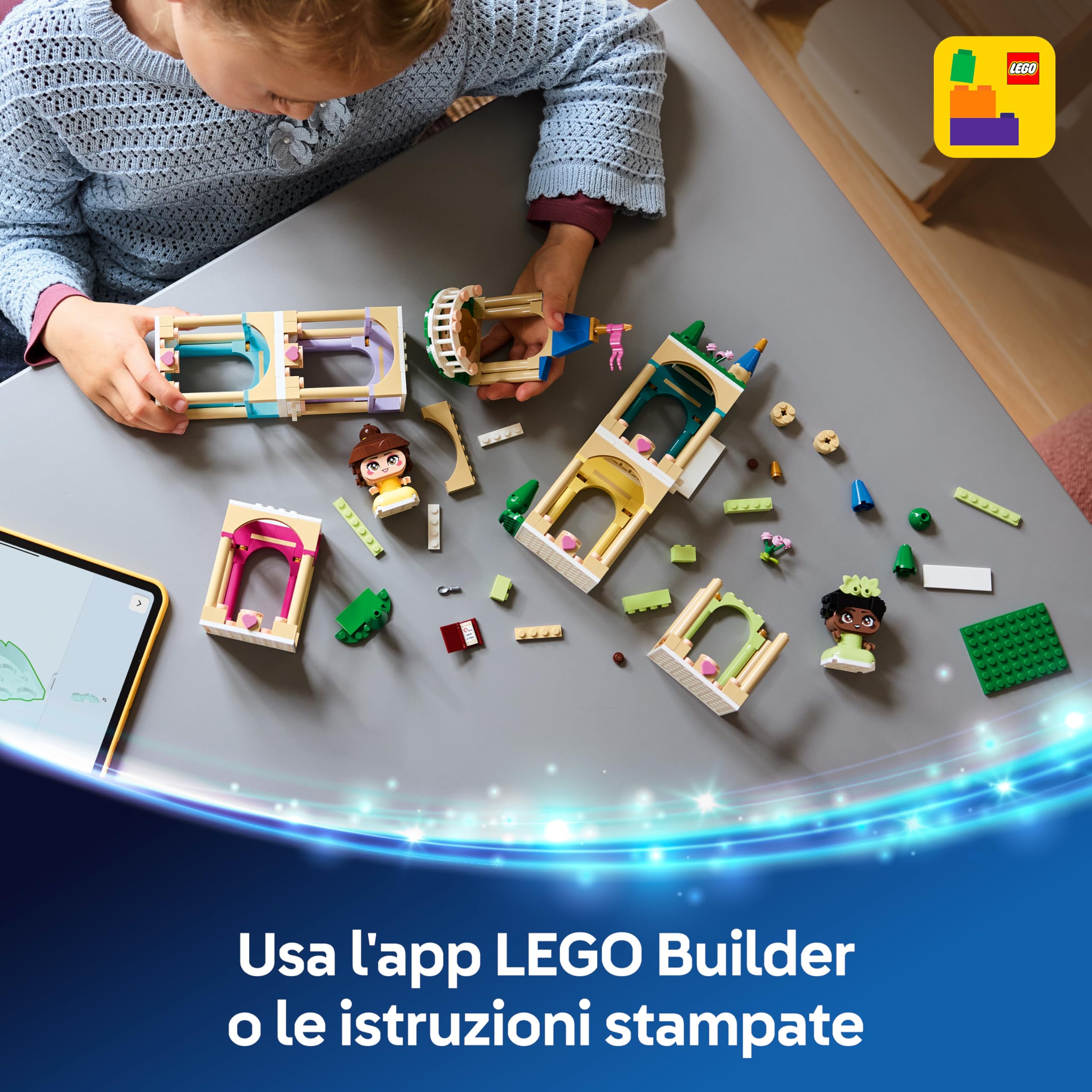 LEGO | Disney Princess Mini-Belle e Mini-Tiana con Castello Giocattolo - con 2 Mini Bamboline e Accessori - Decorazione Fai Da Te - Regalo da Collezione per Bambine e Fan da 5 Anni in su - 43291