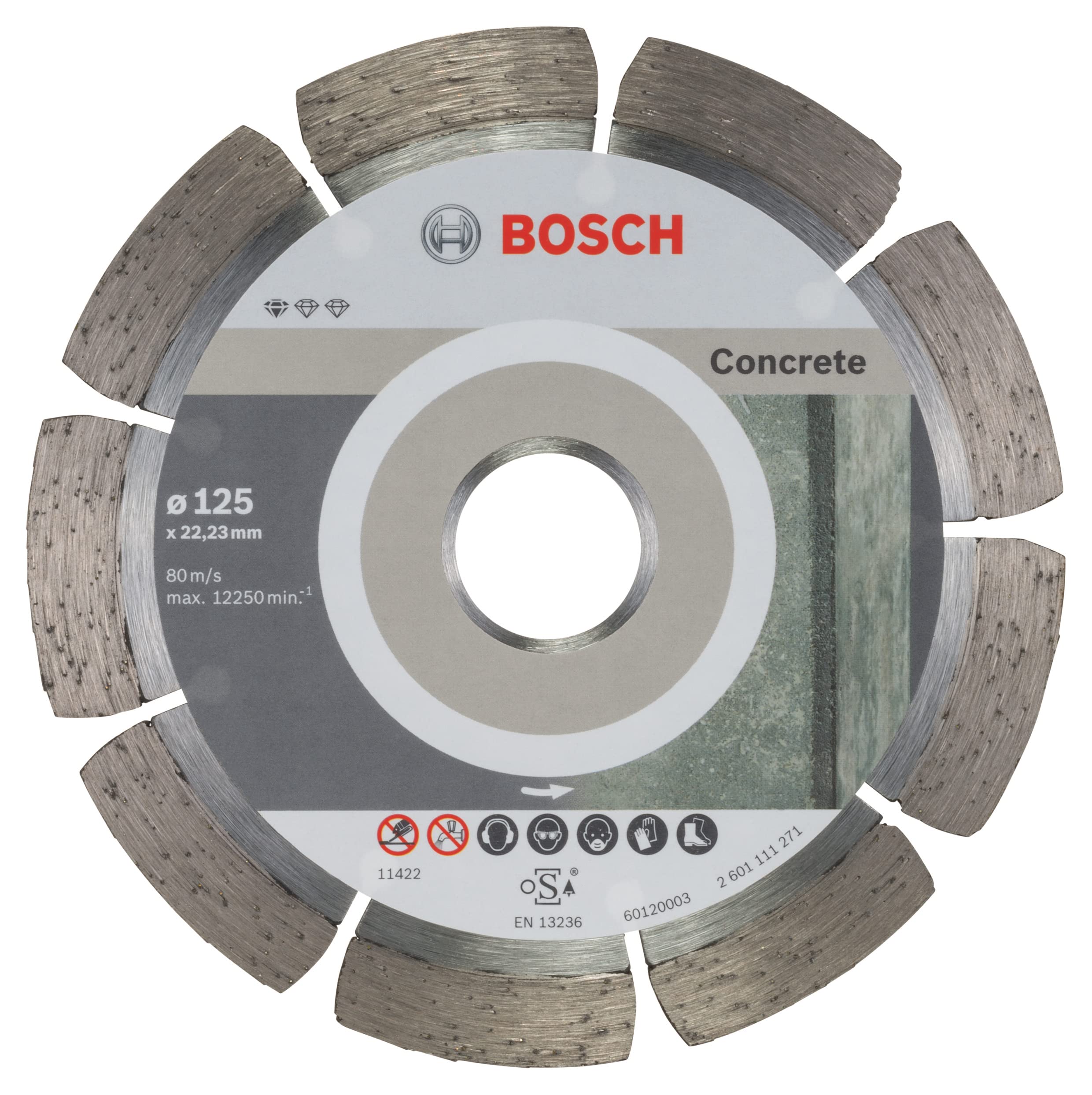 Bosch 10x Diamanttrennscheibe Standard for Concrete (für Beton, Porenbeton, Ø 125 x 22,23 x 1,6 x 10 mm, Zubehör für Winkelschleifer)