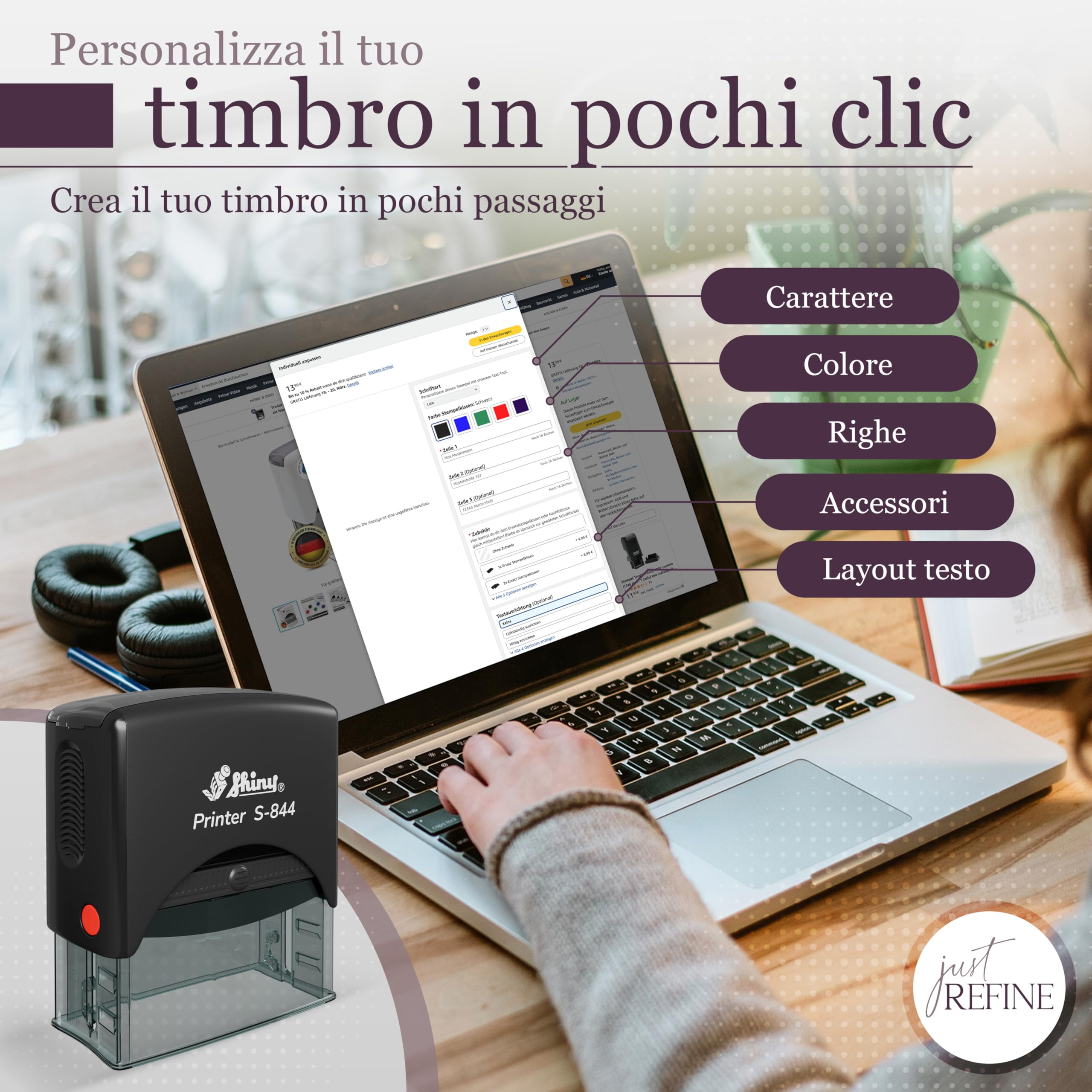 Timbro Autoinchiostrante Personalizzato 75x38 Mm – Fino A 10 Righe, Per Ufficio E Azienda