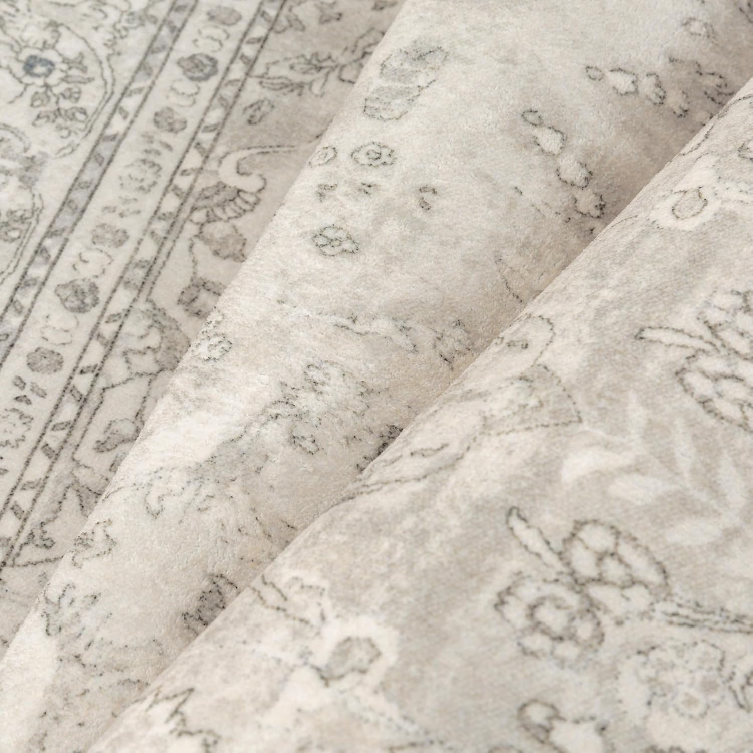 Beige 8x10 Area Rug Washable Vintage Carpet for Living Room Bedroom Large Soft Retro Floral Low Pile Thin Indoor Rug Non Slip Central Medallion Floor Cover for Dining Room Office