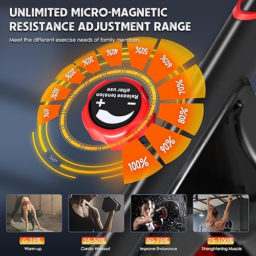 Miniatura 3 de SogesPower Bicicleta estática para interiores, bicicleta estática magnética, bicicleta de fitness para el hogar, correa silenciosa con soporte para