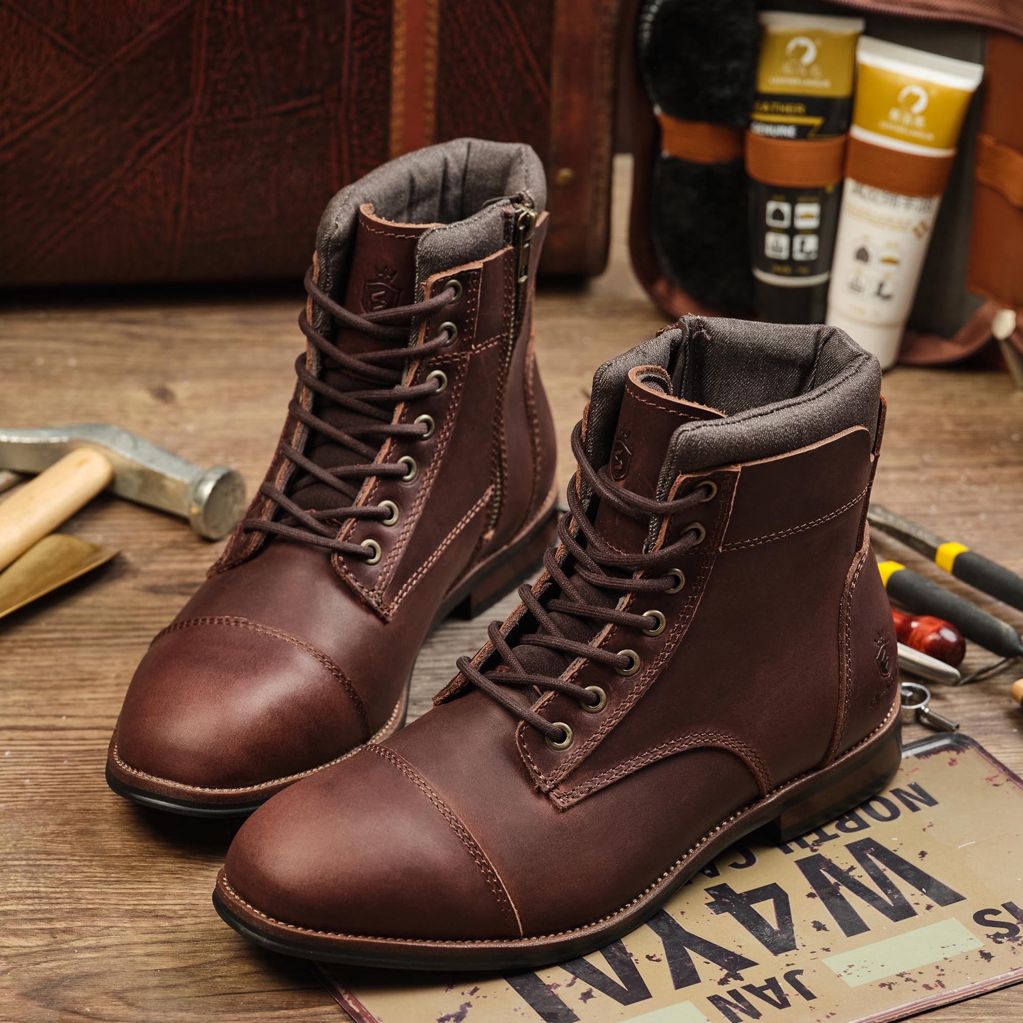 Bottes Vintage Faites Main Élégance Classique Laine Véritable/Cuir | Bottes D'hiver