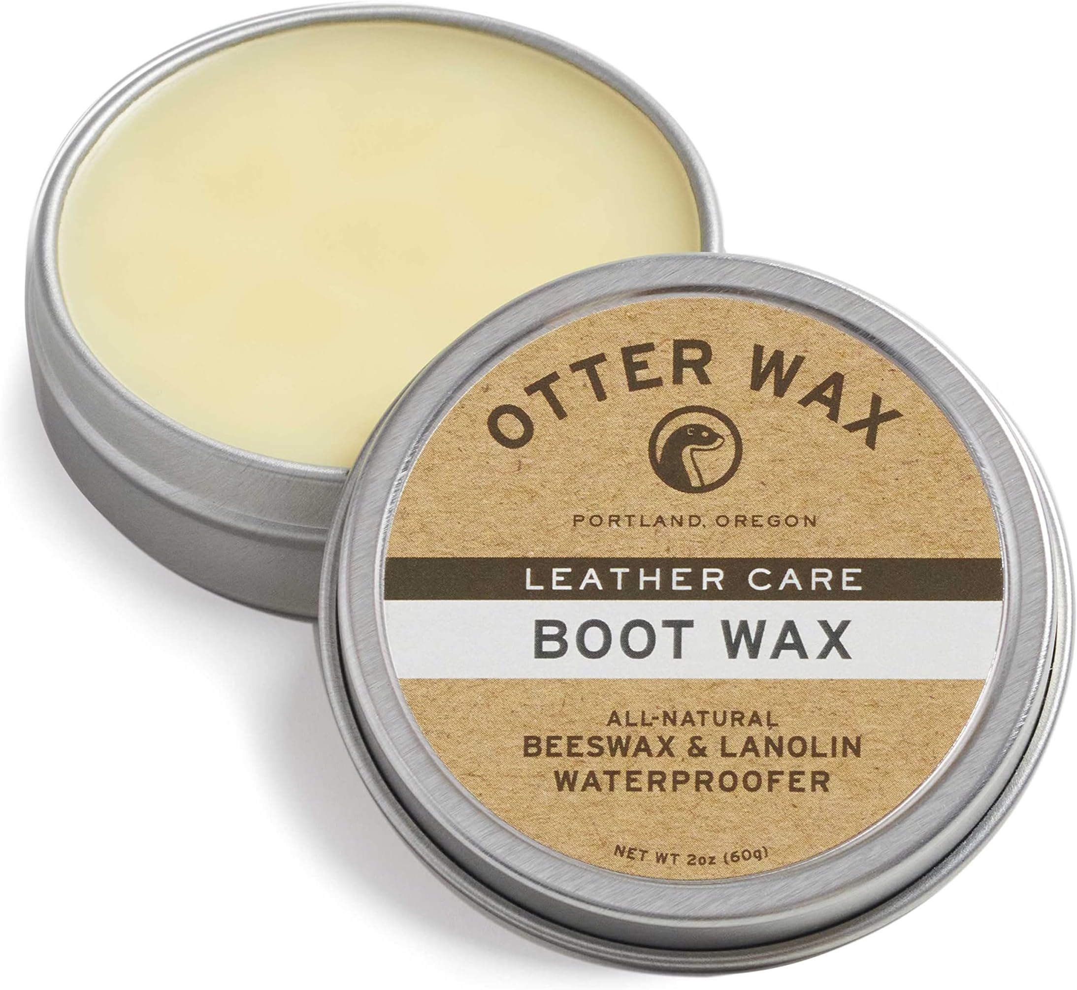 Otter Wax Boot Wax | 2 oz | Heavy-Duty Leather Waterproofing Wax & Protective Leather Sealant for Leather Boots, Hats, & Rain Gear | All-Natural & PFAS-Free Beeswax Protectant | Made in Portland USA