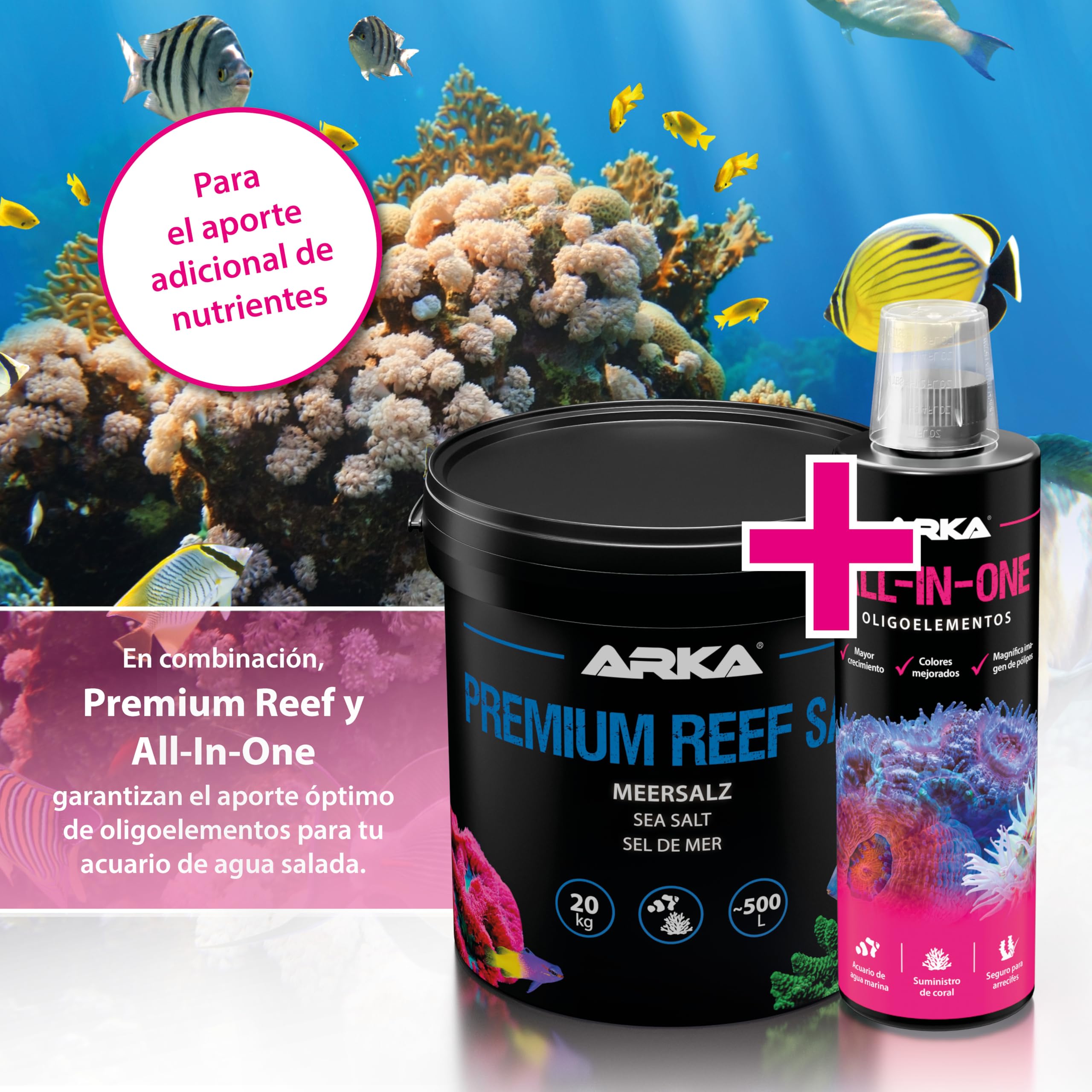 Sal Marina para Acuario Marino – ARKA Premium Reef Salt 10  kg – Sal sintética para corales LPS y SPS – Crecimiento, Color y Estabilidad – sin fosfatos – disolución rápida – Calidad Profesional