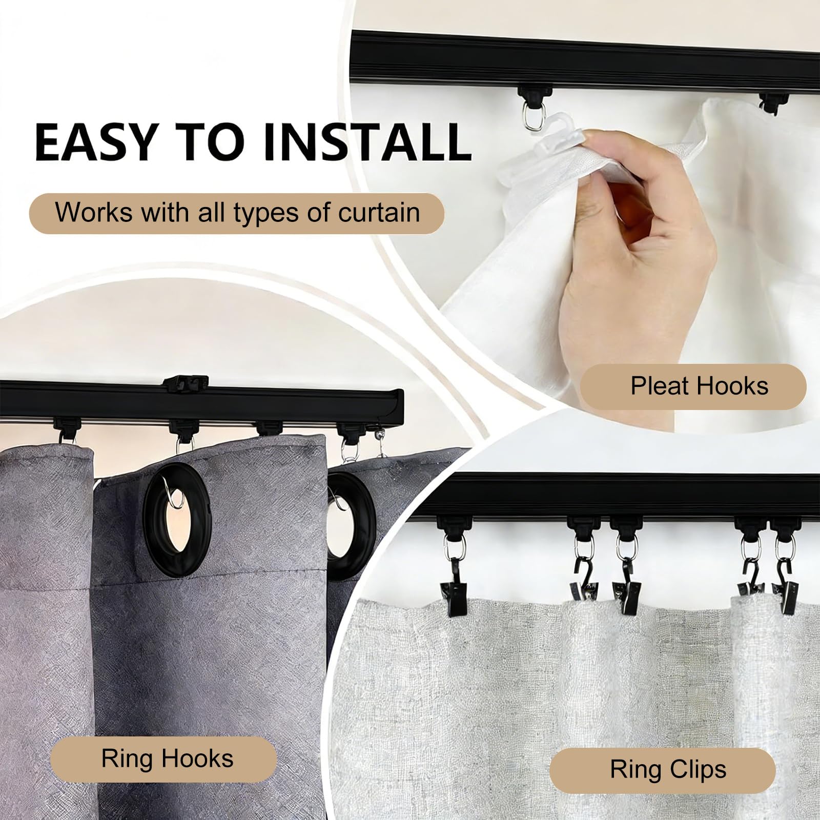 Binario Tenda Soffitto Set di Binario per Tende in Metallo con Ganci a