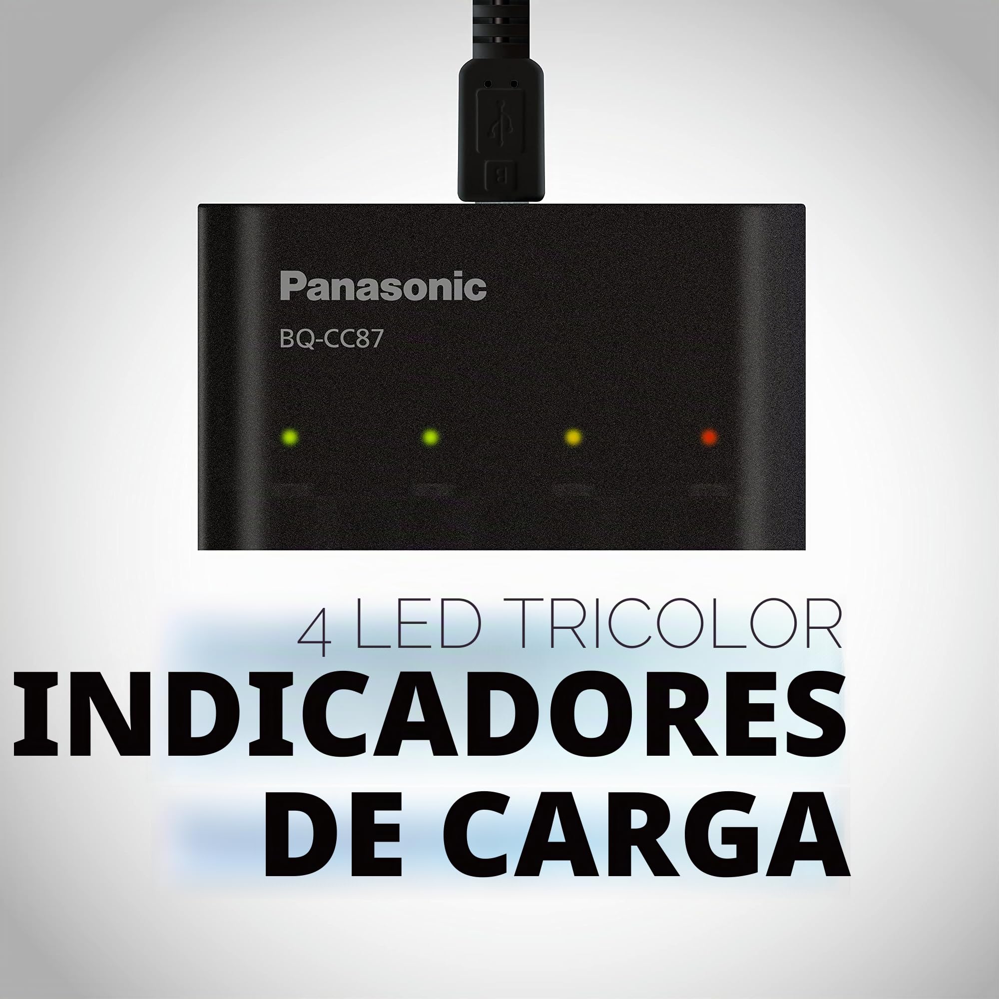 Panasonic BQ-CC87AKBBA eneloop pro Advanced Cargador de batería individual con tecnología de carga portátil, negro