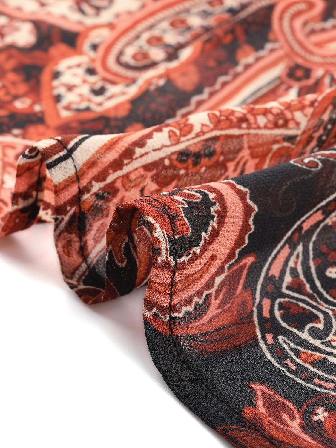 Seta T Women's Boho Dresses V Neck Long Sleeve Smocked Cuff A-Line Floral Tiered Flowy Fall Midi Dresses - Image 6