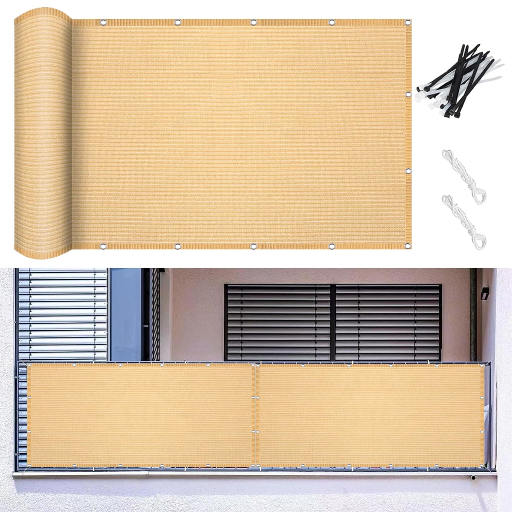 Filet d'ombrage pour pergola terrasse extérieure crème 230x450