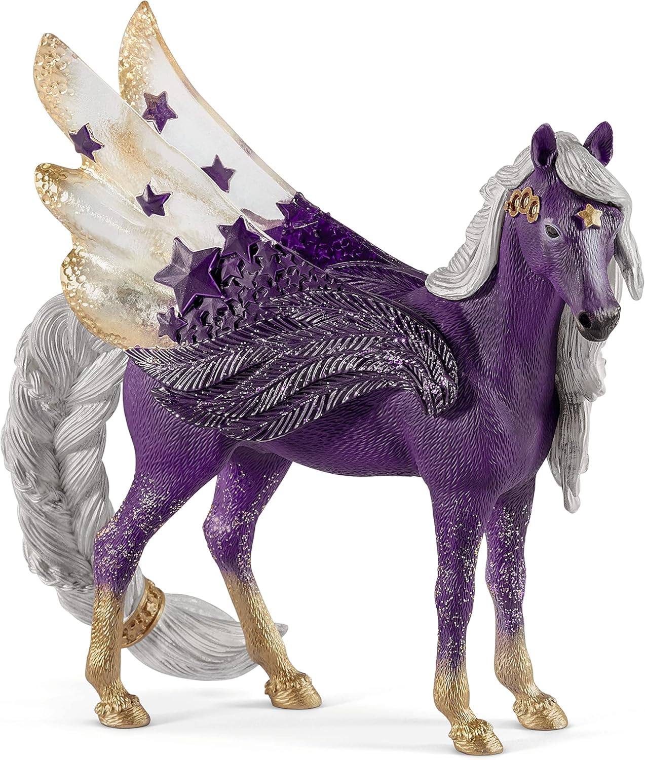 Schleich Bayala - 7” Star Pegasus Figurine with Starry Wings - Magical Winged Horse Toy with Glitter Body - Celestial Mare Fantasy Collectible for Screen-Free Play - Kids Ages 5+ | 70579