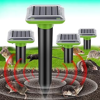 Ashmita Solar Mole Repellent Ultrasonic,Ultrasonic & Solar Powered,IP66 Waterproof,Control Groundhog,Snake,Rodent,Gopher,Pest,Use for Lawn Garden Yards
